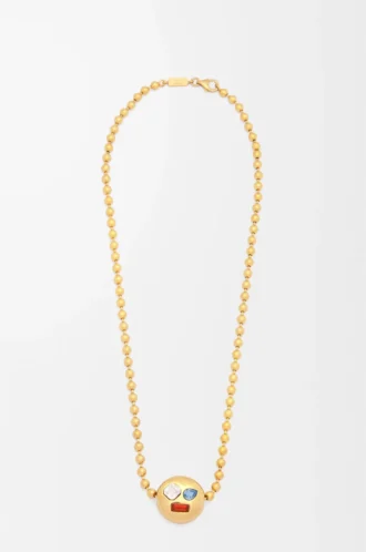 Anagram Pebble necklace in sterling silver and crystals Gold/Multicolor