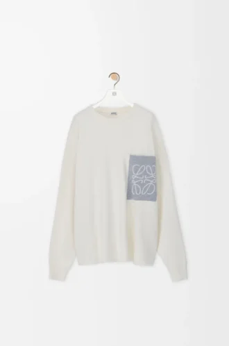 Anagram pocket sweater in cotton blend Beige/Grey