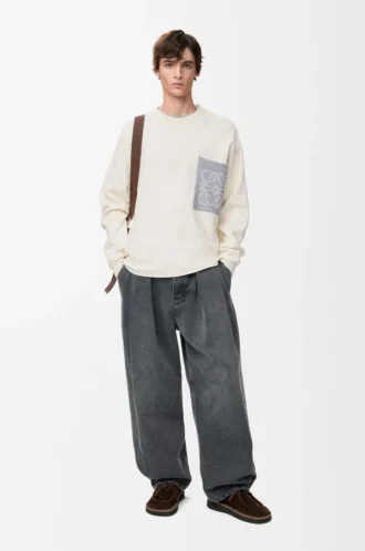 Anagram pocket sweater in cotton blend Beige/Grey