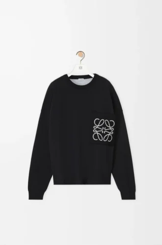 Anagram pocket sweater in cotton blend Black/White