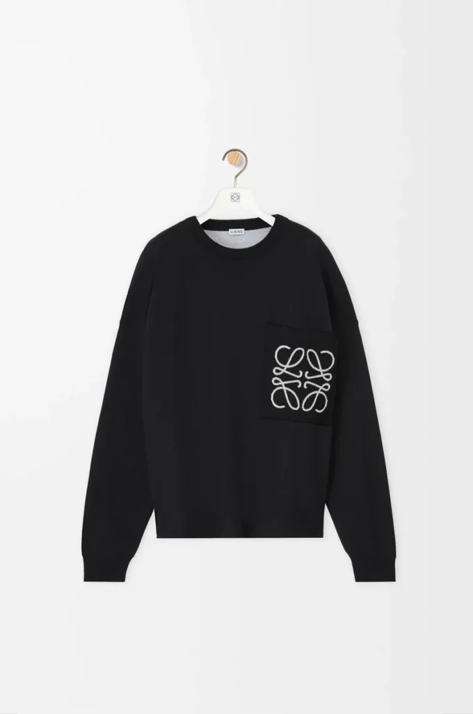 Anagram pocket sweater in cotton blend Black/White Anagram pocket sweater in cotton blend Black/White