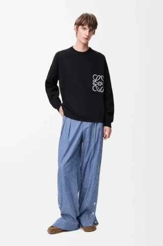 Anagram pocket sweater in cotton blend Black/White