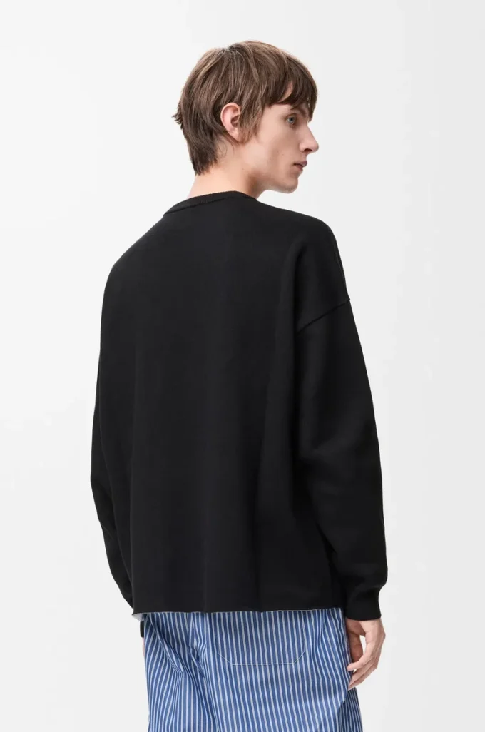 Anagram pocket sweater in cotton blend Black/White Anagram pocket sweater in cotton blend Black/White