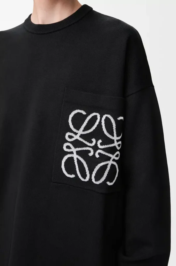 Anagram pocket sweater in cotton blend Black/White Anagram pocket sweater in cotton blend Black/White