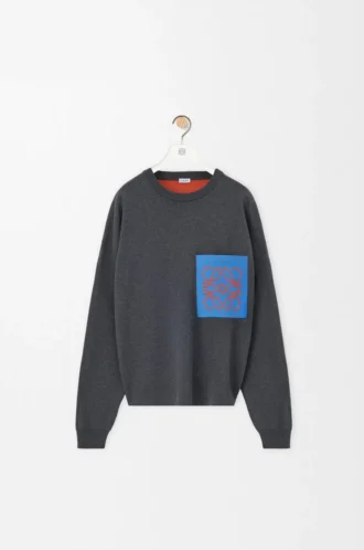Anagram pocket sweater in cotton blend Grey/Blue