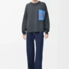 Anagram pocket sweater in cotton blend Grey/Blue Anagram pocket sweater in cotton blend Grey/Blue