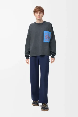 Anagram pocket sweater in cotton blend Grey/Blue