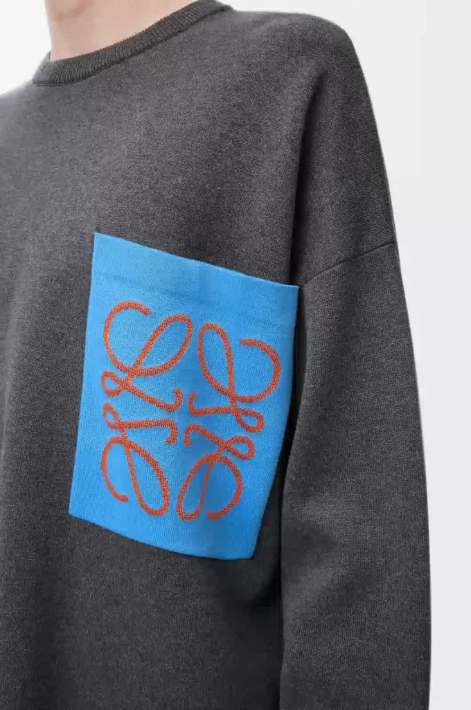 Anagram pocket sweater in cotton blend Grey/Blue Anagram pocket sweater in cotton blend Grey/Blue