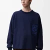 Anagram pocket sweater in cotton blend Navy Blue Anagram pocket sweater in cotton blend Navy Blue