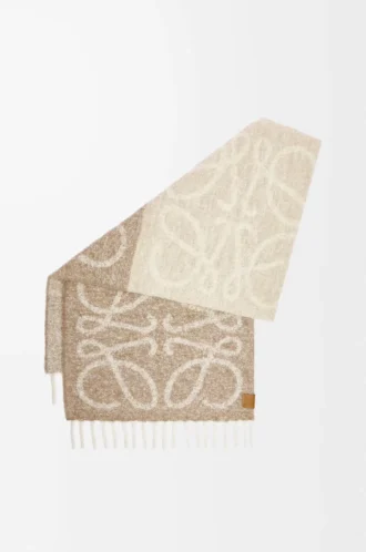 Anagram scarf in alpaca and wool Beige/White