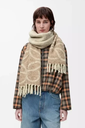 Anagram scarf in alpaca and wool Beige/White