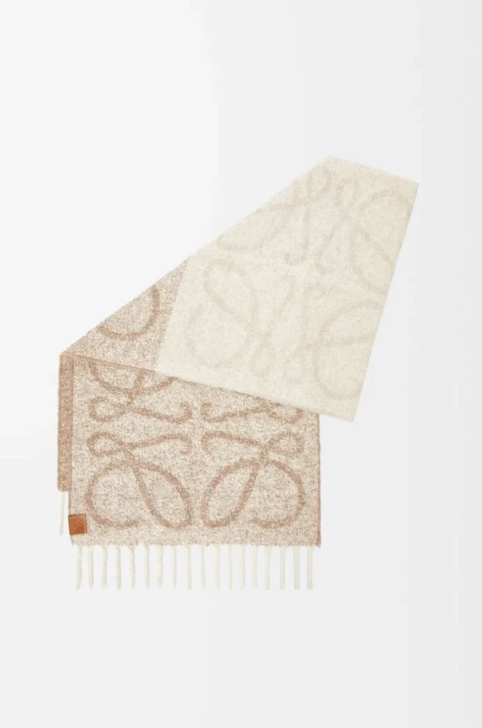 Anagram scarf in alpaca and wool Beige/White Anagram scarf in alpaca and wool Beige/White