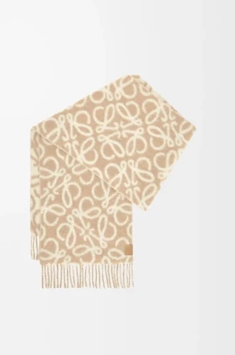 Anagram scarf in alpaca and wool blend Beige/White
