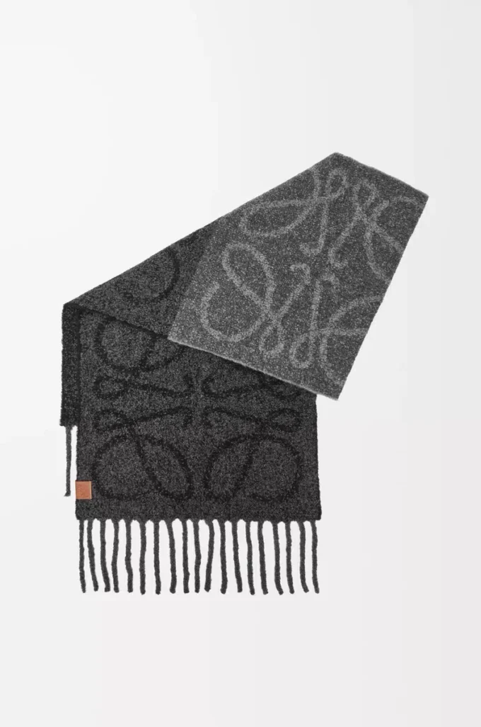 Anagram scarf in alpaca and wool Dark Grey/Black