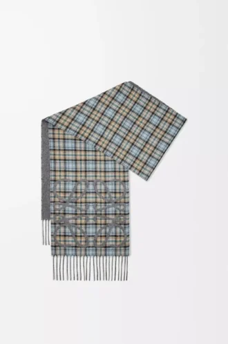 Anagram scarf in silk and cashmere Anthracite/Grey/Beige