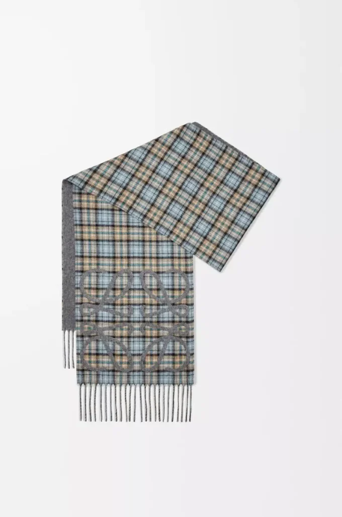 Anagram scarf in silk and cashmere Anthracite/Grey/Beige