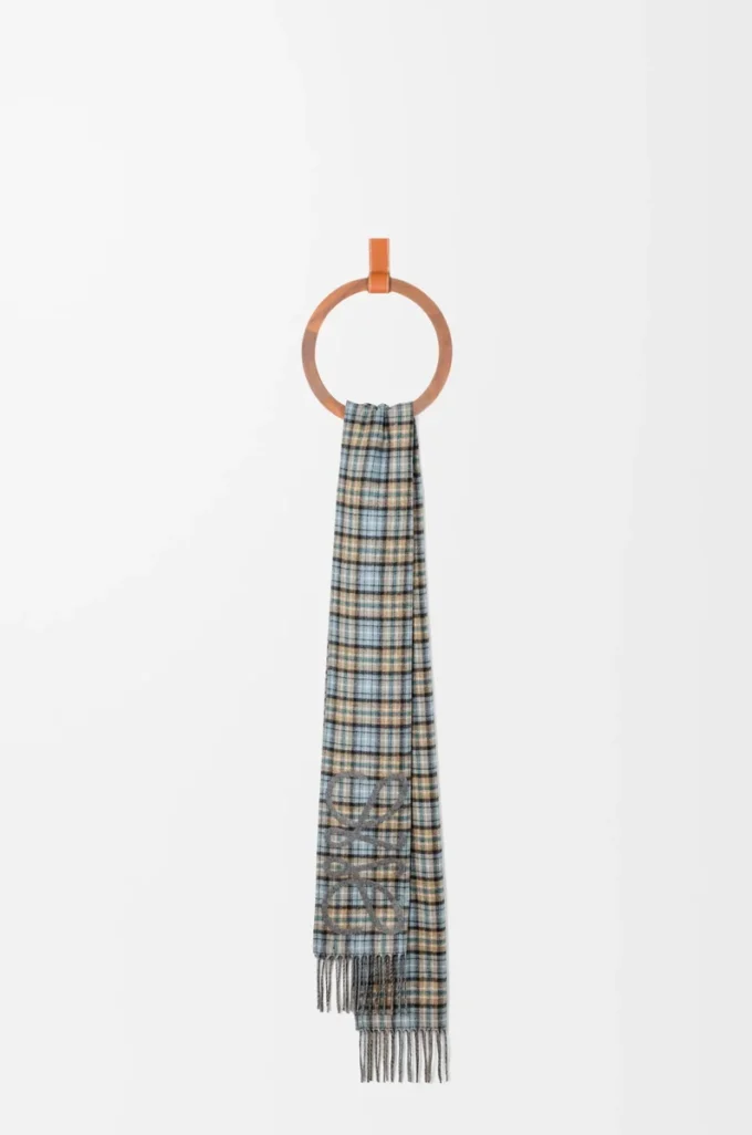 Anagram scarf in silk and cashmere Anthracite/Grey/Beige