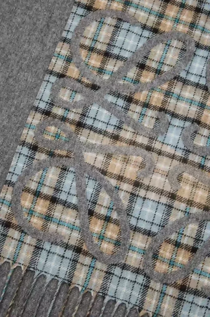 Anagram scarf in silk and cashmere Anthracite/Grey/Beige