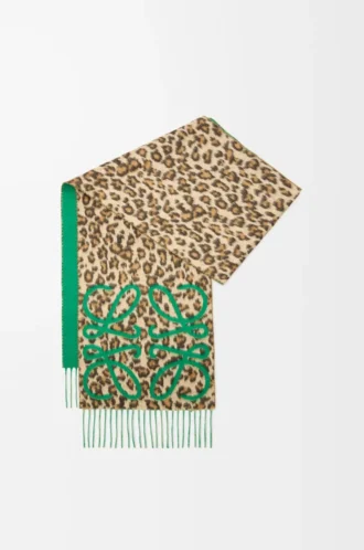 Anagram scarf in silk and cashmere Green/Multicolor