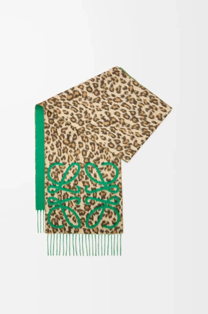 Anagram scarf in silk and cashmere Green/Multicolor
