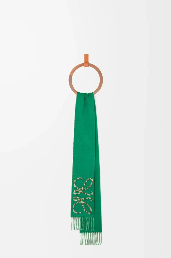 Anagram scarf in silk and cashmere Green/Multicolor