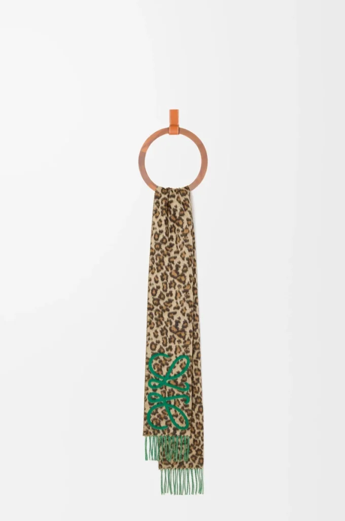 Anagram scarf in silk and cashmere Green/Multicolor