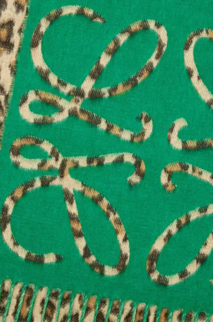Anagram scarf in silk and cashmere Green/Multicolor