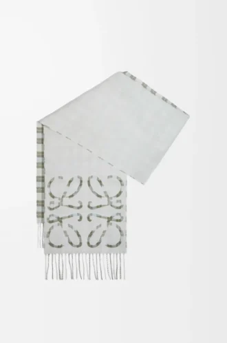Anagram scarf in silk and cashmere Light Grey/Multicolor