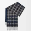 Anagram scarf in silk and cashmere Navy/Anthracite/Navy