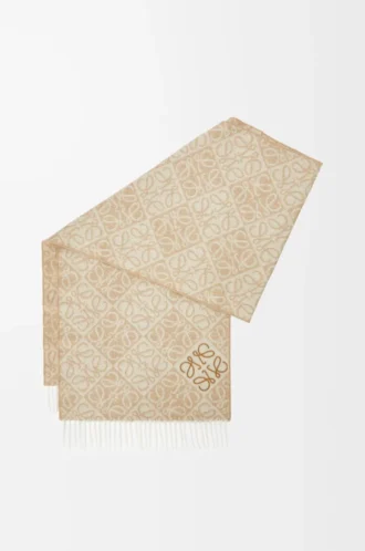 Anagram scarf in wool and cashmere Beige