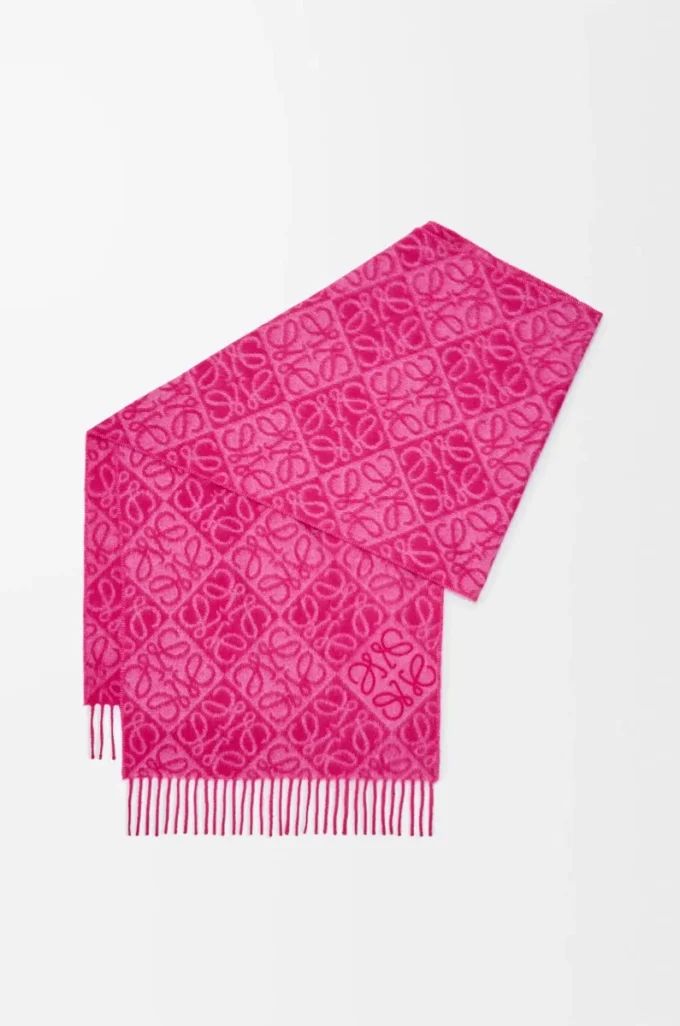 Anagram scarf in wool and cashmere Fuchsia Anagram scarf in wool and cashmere Fuchsia