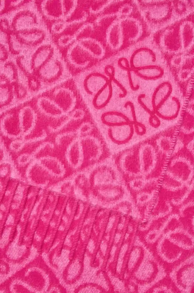 Anagram scarf in wool and cashmere Fuchsia Anagram scarf in wool and cashmere Fuchsia