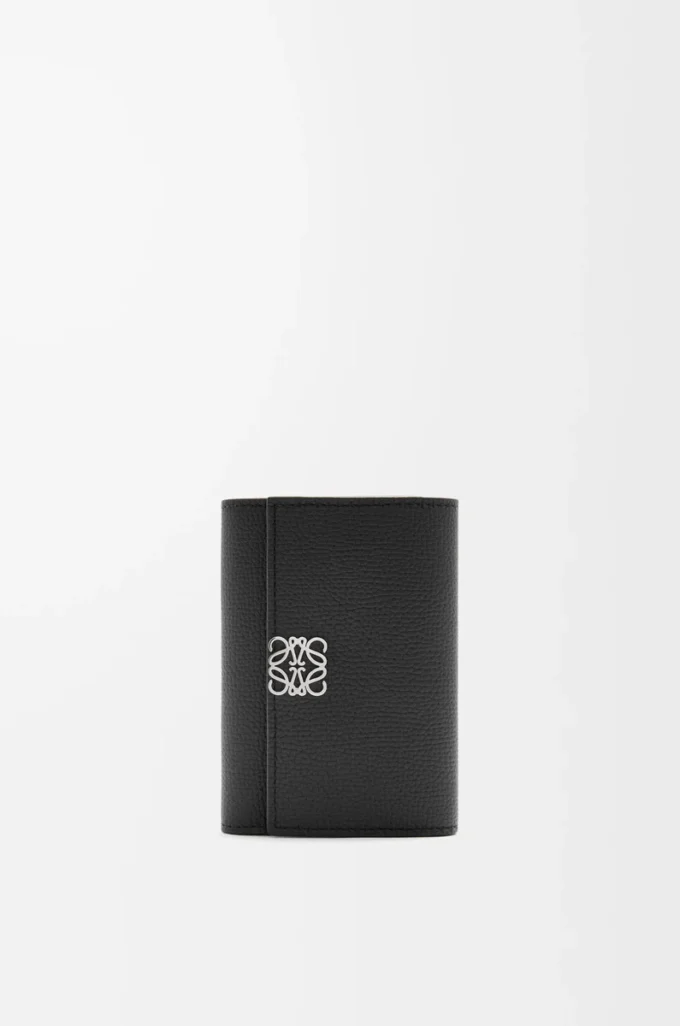 Anagram small vertical wallet in pebble grained calfskin Black Anagram small vertical wallet in pebble grained calfskin Black