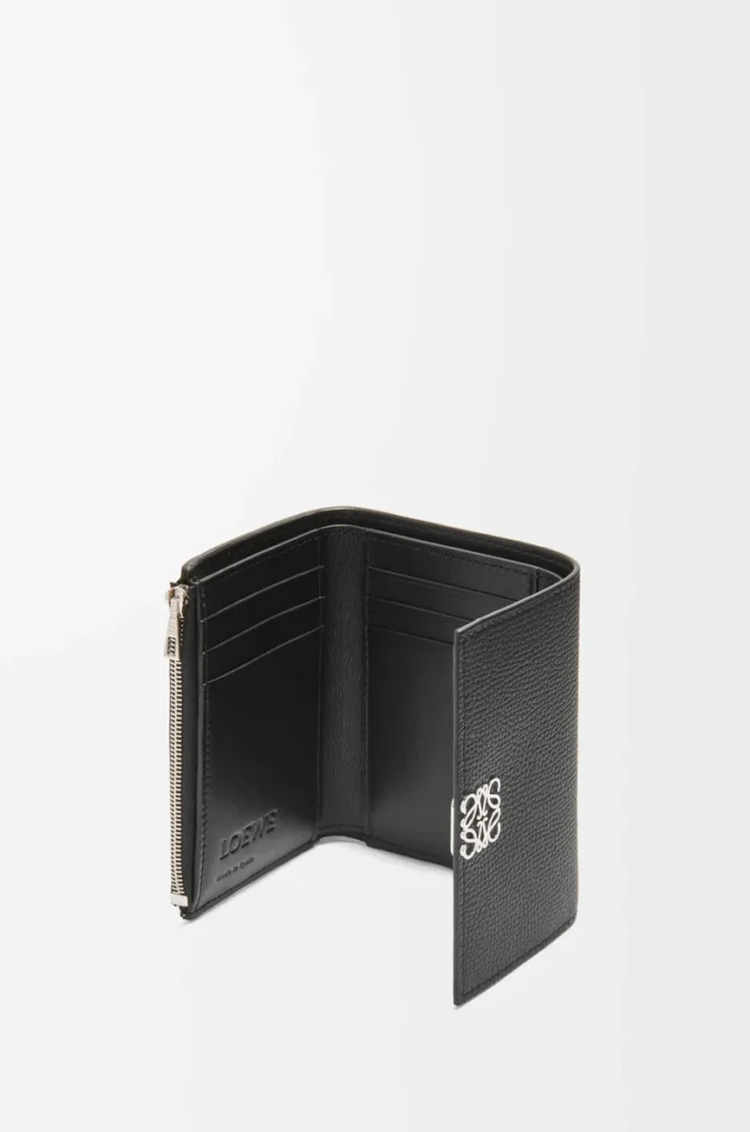 Anagram small vertical wallet in pebble grained calfskin Black Anagram small vertical wallet in pebble grained calfskin Black