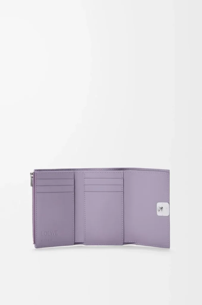 Anagram small vertical wallet in pebble grained calfskin Dirty Mauve