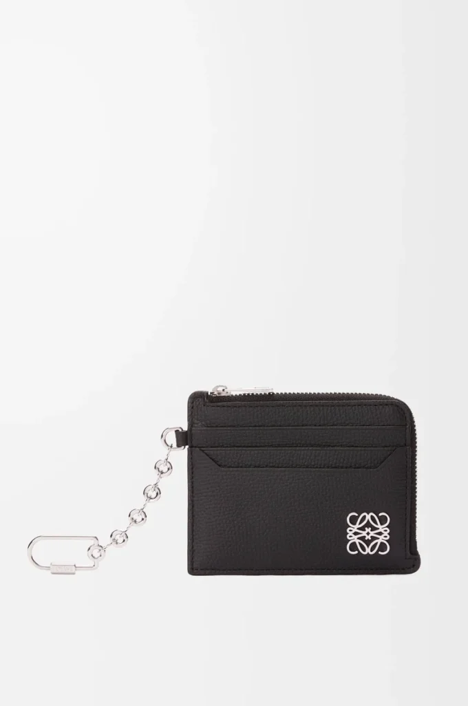 Anagram square coin cardholder in pebble grained calfskin Black Anagram square coin cardholder in pebble grained calfskin Black