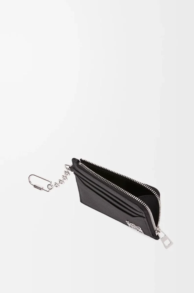 Anagram square coin cardholder in pebble grained calfskin Black Anagram square coin cardholder in pebble grained calfskin Black
