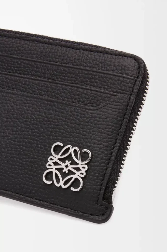 Anagram square coin cardholder in pebble grained calfskin Black Anagram square coin cardholder in pebble grained calfskin Black
