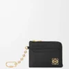 Anagram square coin cardholder in pebble grained calfskin Black/Gold