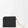Anagram square coin cardholder in pebble grained calfskin Black/Gold