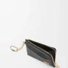 Anagram square coin cardholder in pebble grained calfskin Black/Gold