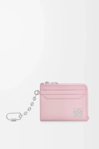 Anagram square coin cardholder in pebble grained calfskin Blossom