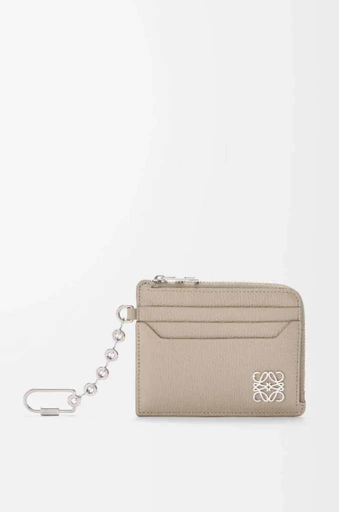 Anagram square coin cardholder in pebble grained calfskin Clay Anagram square coin cardholder in pebble grained calfskin Clay