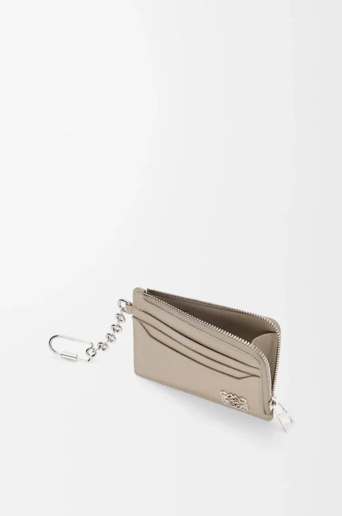 Anagram square coin cardholder in pebble grained calfskin Clay Anagram square coin cardholder in pebble grained calfskin Clay