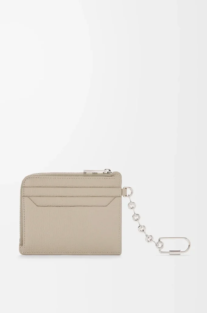 Anagram square coin cardholder in pebble grained calfskin Clay Anagram square coin cardholder in pebble grained calfskin Clay
