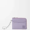 Anagram square coin cardholder in pebble grained calfskin Dirty Mauve