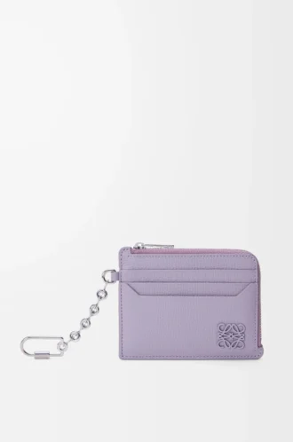 Anagram square coin cardholder in pebble grained calfskin Dirty Mauve