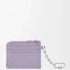 Anagram square coin cardholder in pebble grained calfskin Dirty Mauve