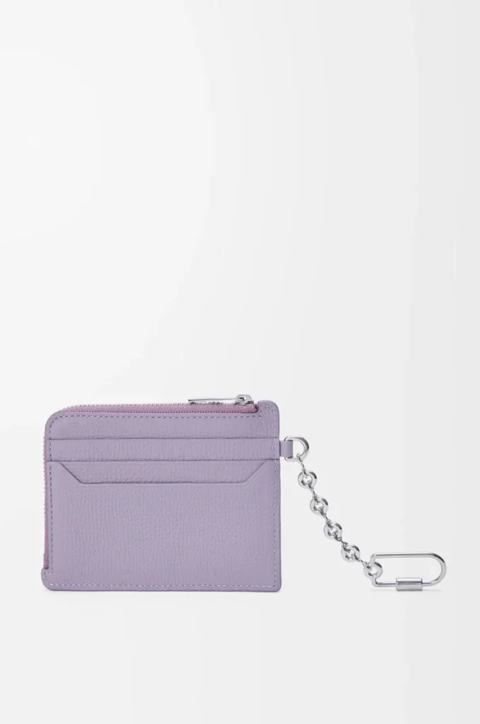 Anagram square coin cardholder in pebble grained calfskin Dirty Mauve