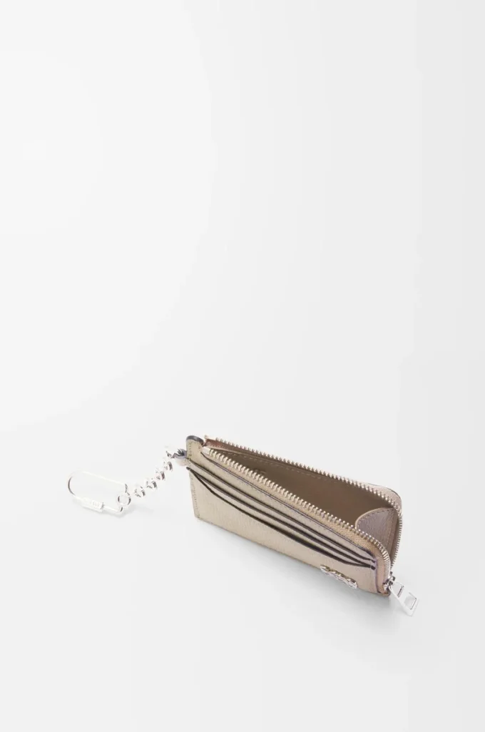 Anagram square coin cardholder in pebble grained calfskin Sand Anagram square coin cardholder in pebble grained calfskin Sand